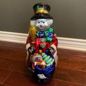 Rare Vintage Handpainted Glass Snowman by Traditions